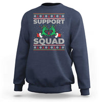 Support Squad HIV Awareness Gift Sweatshirt Green Hand Red Ribbon Ugly Sweater Christmas Gift - Wonder Print Shop