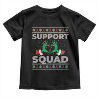 Support Squad HIV Awareness Gift Toddler T Shirt Green Hand Red Ribbon Ugly Sweater Christmas Gift - Wonder Print Shop