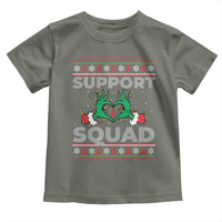 Support Squad HIV Awareness Gift Toddler T Shirt Green Hand Red Ribbon Ugly Sweater Christmas Gift - Wonder Print Shop