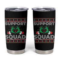 Support Squad HIV Awareness Gift Tumbler Cup Green Hand Red Ribbon Ugly Sweater Christmas Gift - Wonder Print Shop