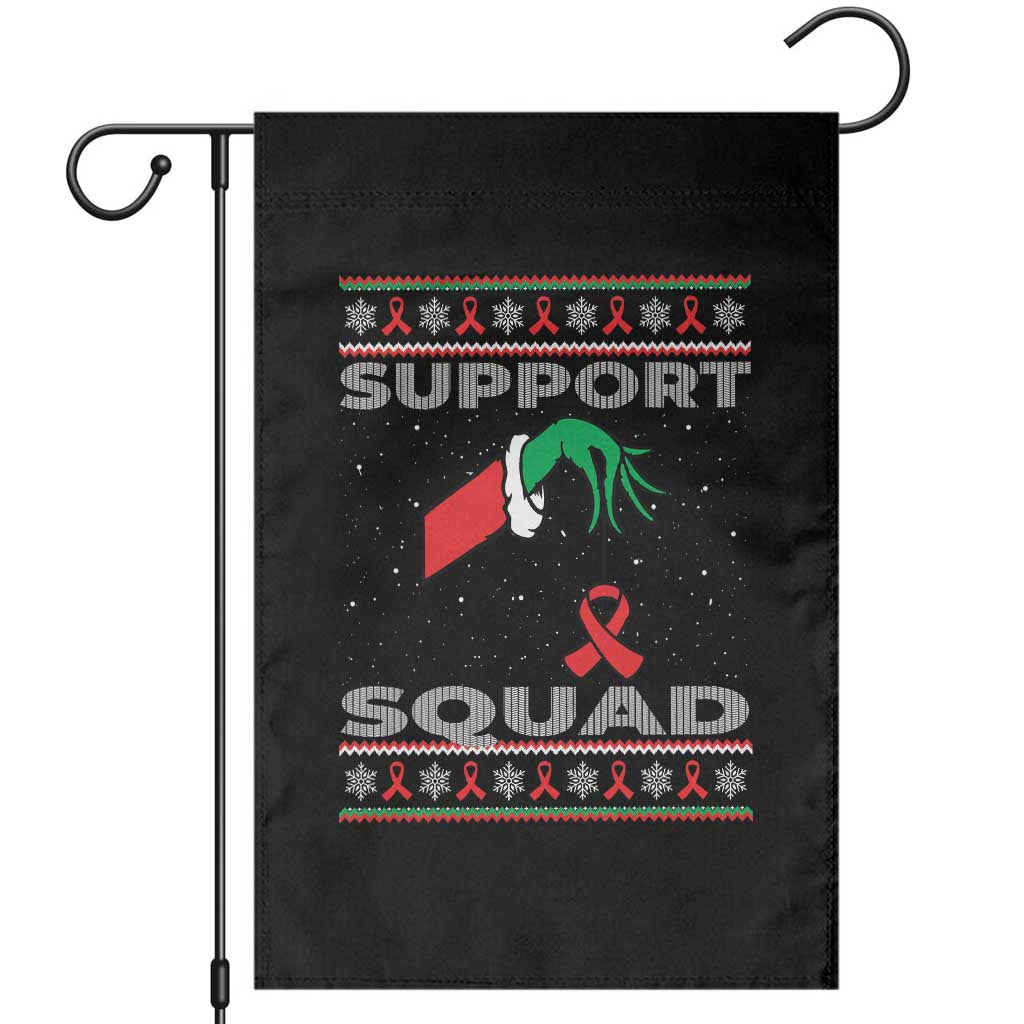 Funny Green Hand Red Ribbon HIV Awareness Garden Flag Support Squad Ugly Sweater Gift - Wonder Print Shop