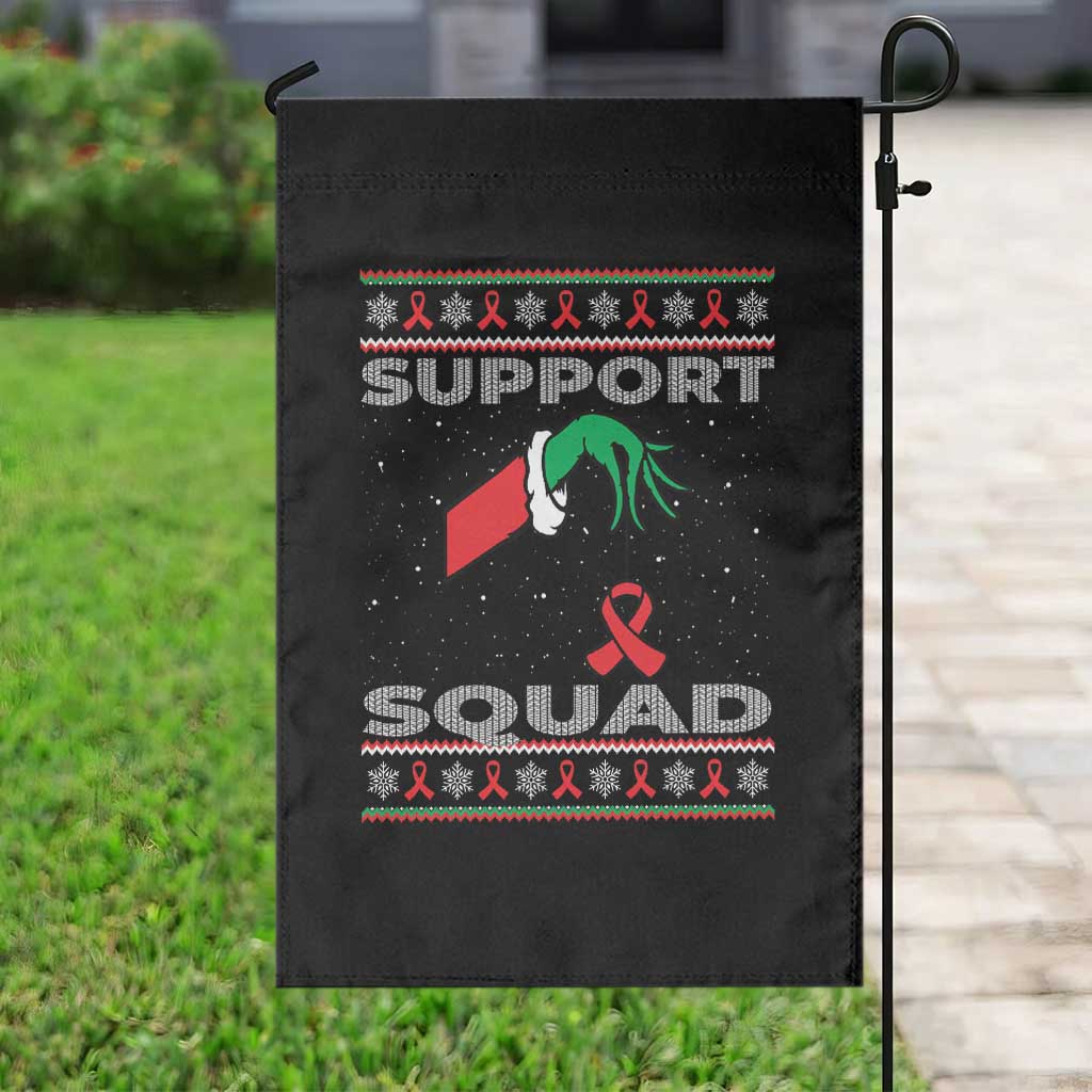 Funny Green Hand Red Ribbon HIV Awareness Garden Flag Support Squad Ugly Sweater Gift - Wonder Print Shop
