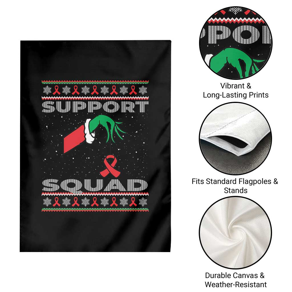 Funny Green Hand Red Ribbon HIV Awareness Garden Flag Support Squad Ugly Sweater Gift - Wonder Print Shop