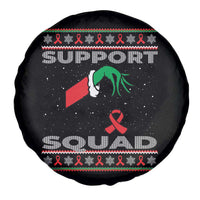 Funny Green Hand Red Ribbon HIV Awareness Spare Tire Cover Support Squad Ugly Sweater Gift - Wonder Print Shop