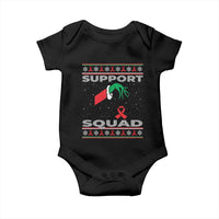 Funny Green Hand Red Ribbon HIV Awareness Baby Onesie Support Squad Ugly Sweater Gift - Wonder Print Shop