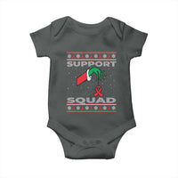 Funny Green Hand Red Ribbon HIV Awareness Baby Onesie Support Squad Ugly Sweater Gift - Wonder Print Shop