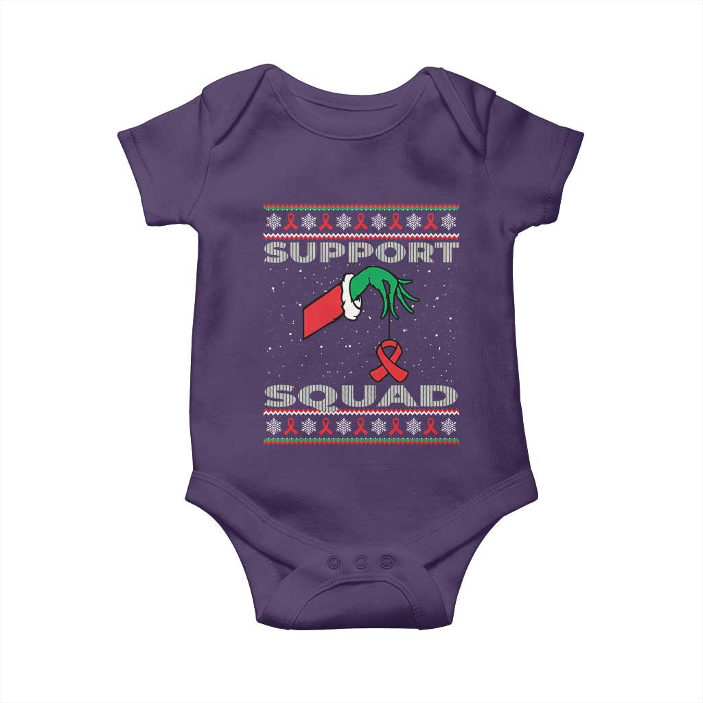 Funny Green Hand Red Ribbon HIV Awareness Baby Onesie Support Squad Ugly Sweater Gift - Wonder Print Shop