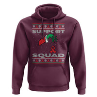 Funny Green Hand Red Ribbon HIV Awareness Hoodie Support Squad Ugly Sweater Gift - Wonder Print Shop