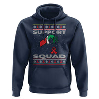 Funny Green Hand Red Ribbon HIV Awareness Hoodie Support Squad Ugly Sweater Gift - Wonder Print Shop