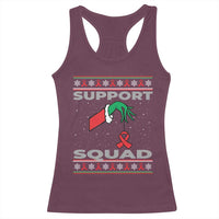 Funny Green Hand Red Ribbon HIV Awareness Racerback Tank Top Support Squad Ugly Sweater Gift - Wonder Print Shop
