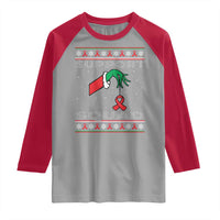 Funny Green Hand Red Ribbon HIV Awareness Raglan Shirt Support Squad Ugly Sweater Gift - Wonder Print Shop