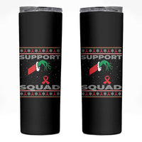 Funny Green Hand Red Ribbon HIV Awareness Skinny Tumbler Support Squad Ugly Sweater Gift - Wonder Print Shop