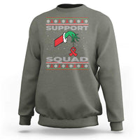 Funny Green Hand Red Ribbon HIV Awareness Sweatshirt Support Squad Ugly Sweater Gift - Wonder Print Shop