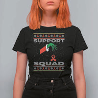 Funny Green Hand Red Ribbon HIV Awareness T Shirt For Women Support Squad Ugly Sweater Gift - Wonder Print Shop