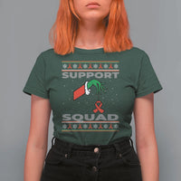Funny Green Hand Red Ribbon HIV Awareness T Shirt For Women Support Squad Ugly Sweater Gift - Wonder Print Shop
