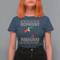 Funny Green Hand Red Ribbon HIV Awareness T Shirt For Women Support Squad Ugly Sweater Gift - Wonder Print Shop