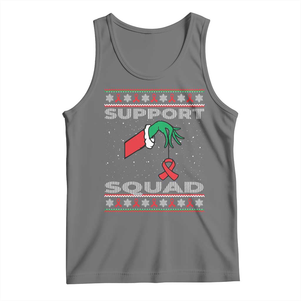 Funny Green Hand Red Ribbon HIV Awareness Tank Top Support Squad Ugly Sweater Gift - Wonder Print Shop