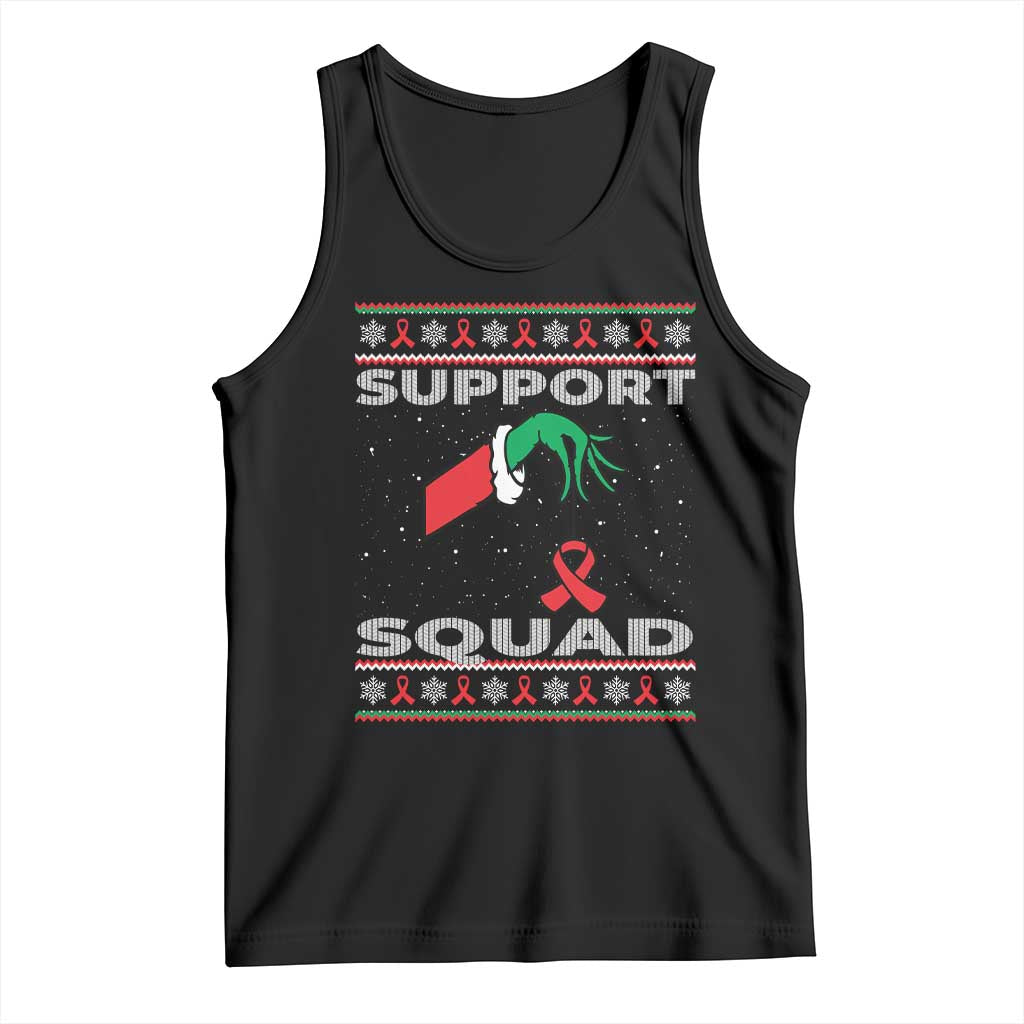 Funny Green Hand Red Ribbon HIV Awareness Tank Top Support Squad Ugly Sweater Gift - Wonder Print Shop