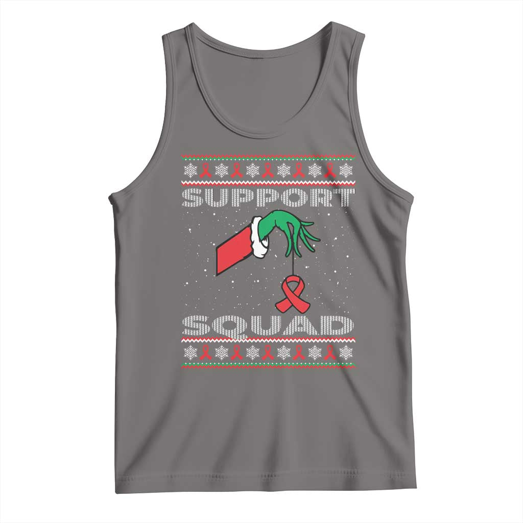 Funny Green Hand Red Ribbon HIV Awareness Tank Top Support Squad Ugly Sweater Gift - Wonder Print Shop