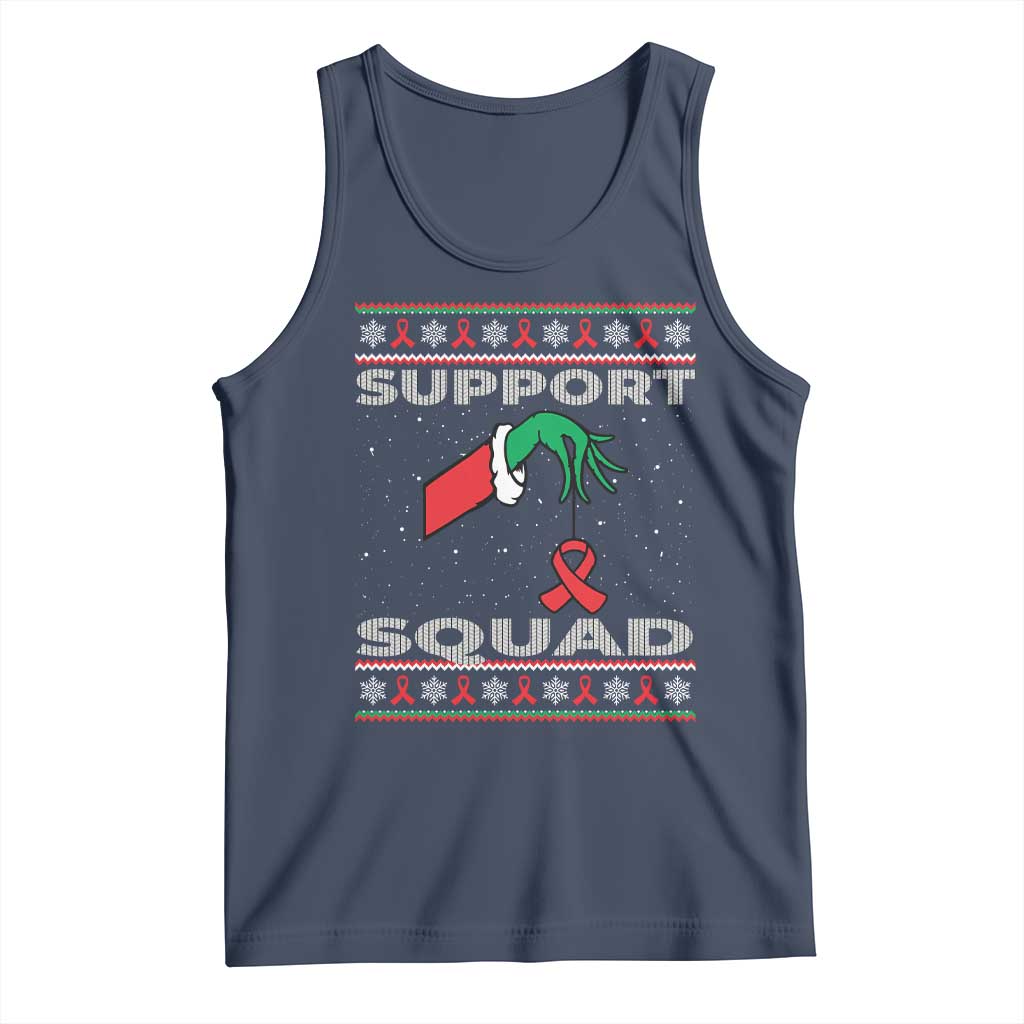 Funny Green Hand Red Ribbon HIV Awareness Tank Top Support Squad Ugly Sweater Gift - Wonder Print Shop