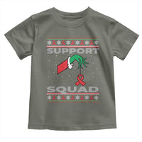 Funny Green Hand Red Ribbon HIV Awareness Toddler T Shirt Support Squad Ugly Sweater Gift - Wonder Print Shop