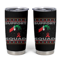 Funny Green Hand Red Ribbon HIV Awareness Tumbler Cup Support Squad Ugly Sweater Gift - Wonder Print Shop