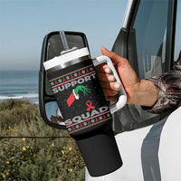 Funny Green Hand Red Ribbon HIV Awareness Tumbler With Handle Support Squad Ugly Sweater Gift - Wonder Print Shop