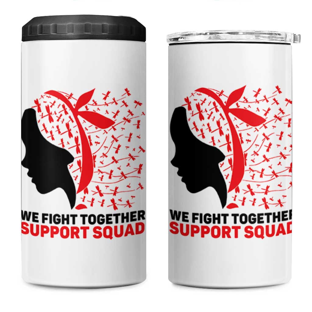 We Fight Together Support Squad 4 in 1 Can Cooler Tumbler HIV Awareness Dragonfly Gift - Wonder Print Shop