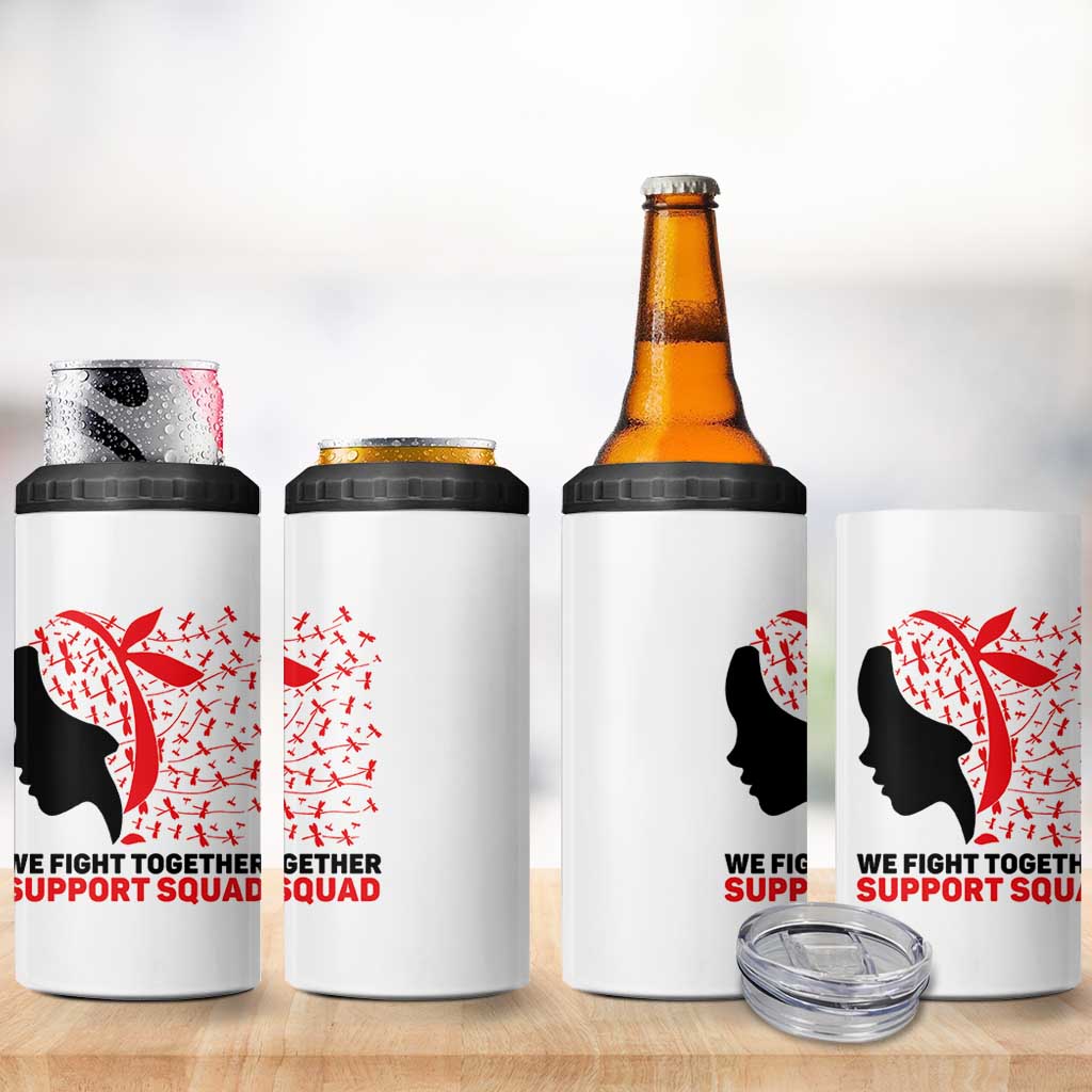 We Fight Together Support Squad 4 in 1 Can Cooler Tumbler HIV Awareness Dragonfly Gift - Wonder Print Shop