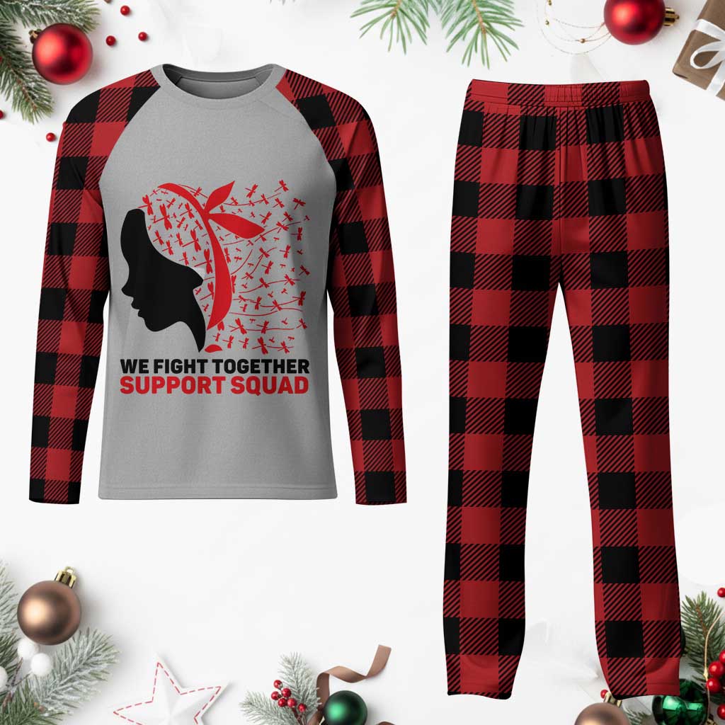 We Fight Together Support Squad Plaid Pajama Set HIV Awareness Dragonfly Gift - Wonder Print Shop