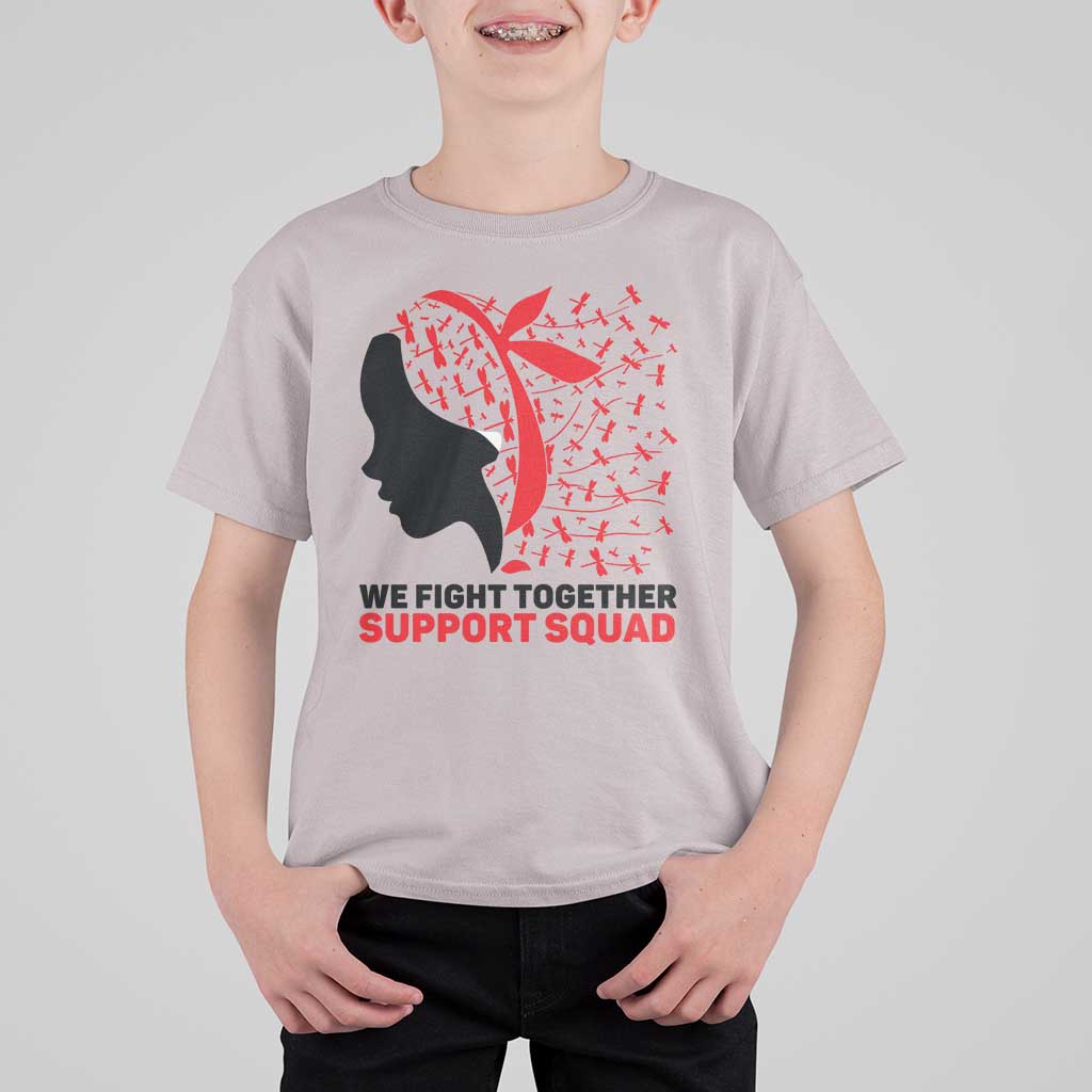 We Fight Together Support Squad T Shirt For Kid HIV Awareness Dragonfly Gift - Wonder Print Shop