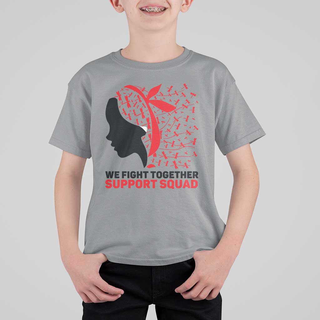 We Fight Together Support Squad T Shirt For Kid HIV Awareness Dragonfly Gift - Wonder Print Shop