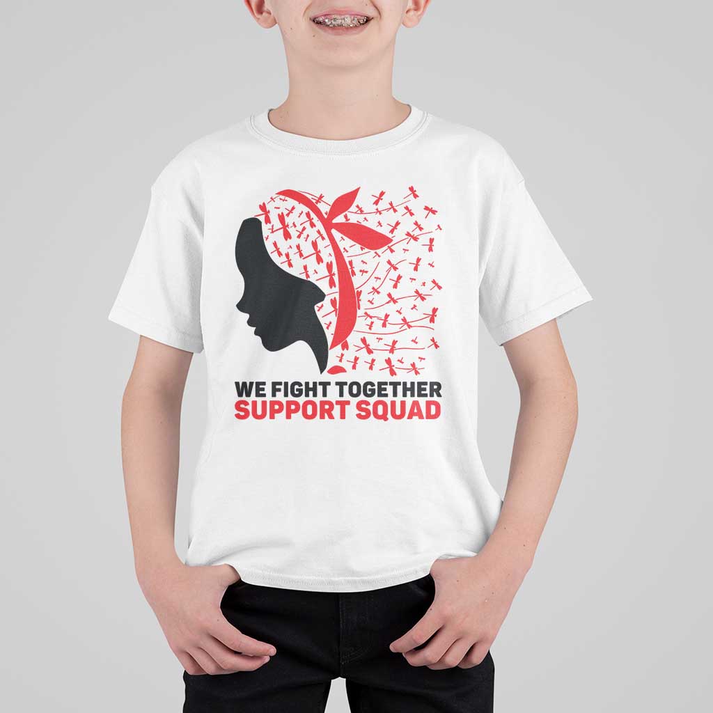 We Fight Together Support Squad T Shirt For Kid HIV Awareness Dragonfly Gift - Wonder Print Shop