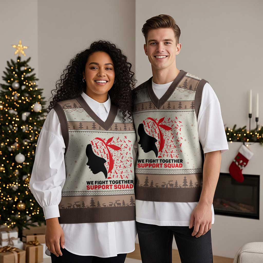 We Fight Together Support Squad V-Neck Knit Sweater Vest HIV Awareness Dragonfly Gift - Wonder Print Shop