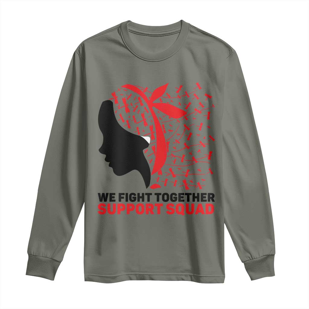 We Fight Together Support Squad Long Sleeve Shirt HIV Awareness Dragonfly Gift - Wonder Print Shop