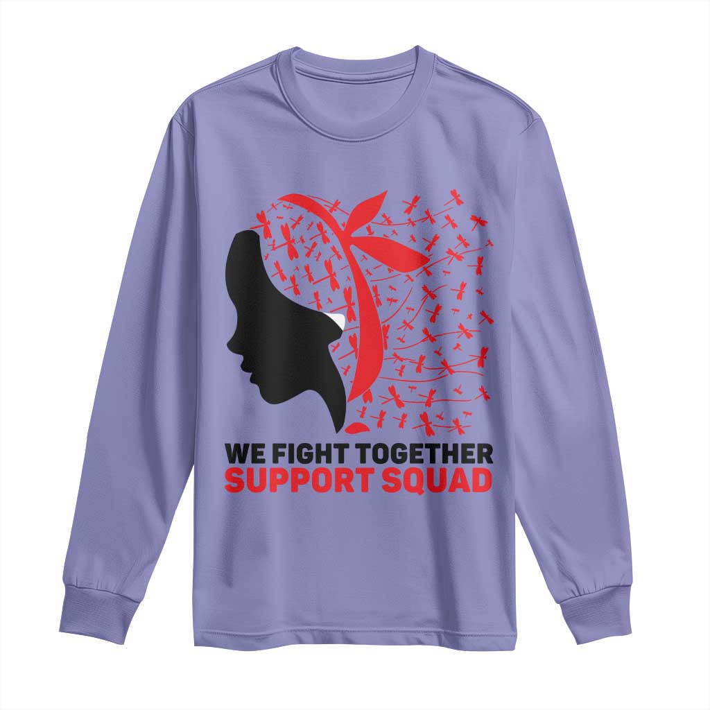 We Fight Together Support Squad Long Sleeve Shirt HIV Awareness Dragonfly Gift - Wonder Print Shop