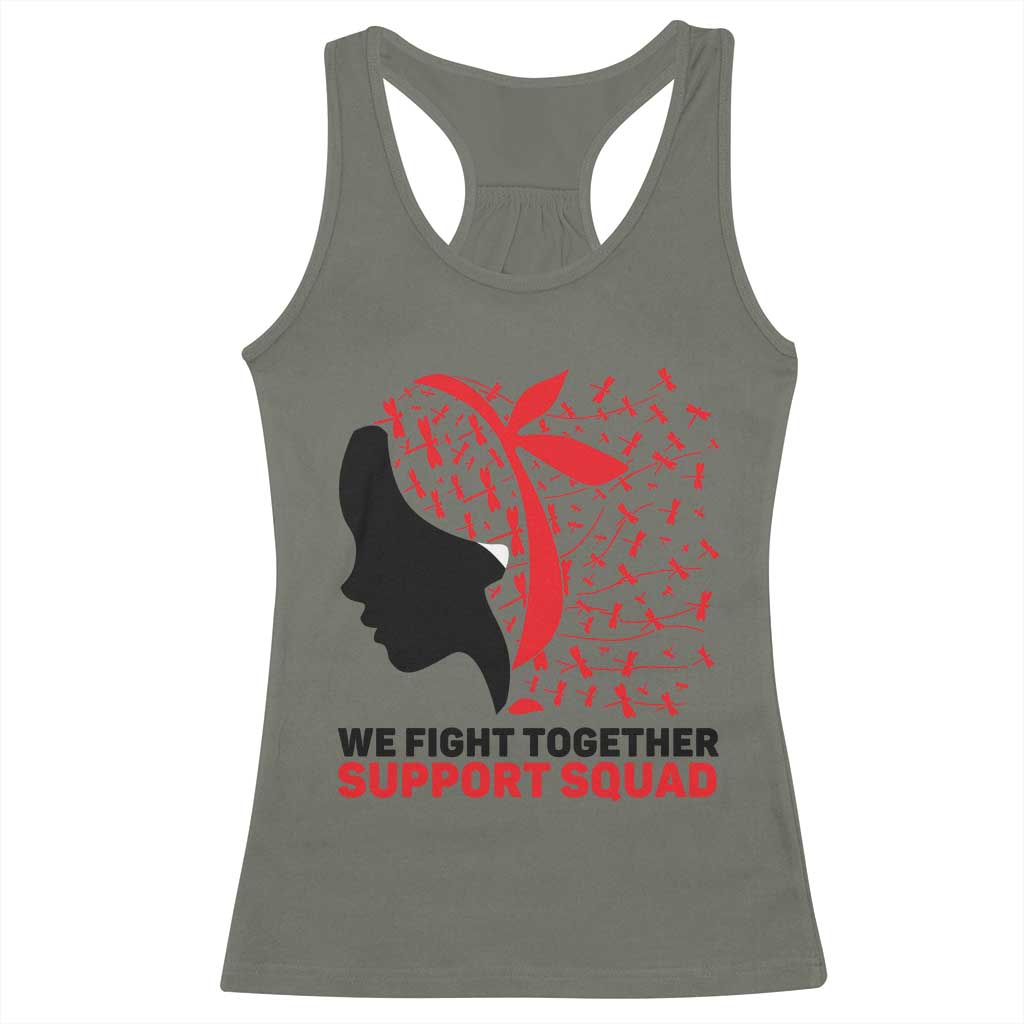 We Fight Together Support Squad Racerback Tank Top HIV Awareness Dragonfly Gift - Wonder Print Shop