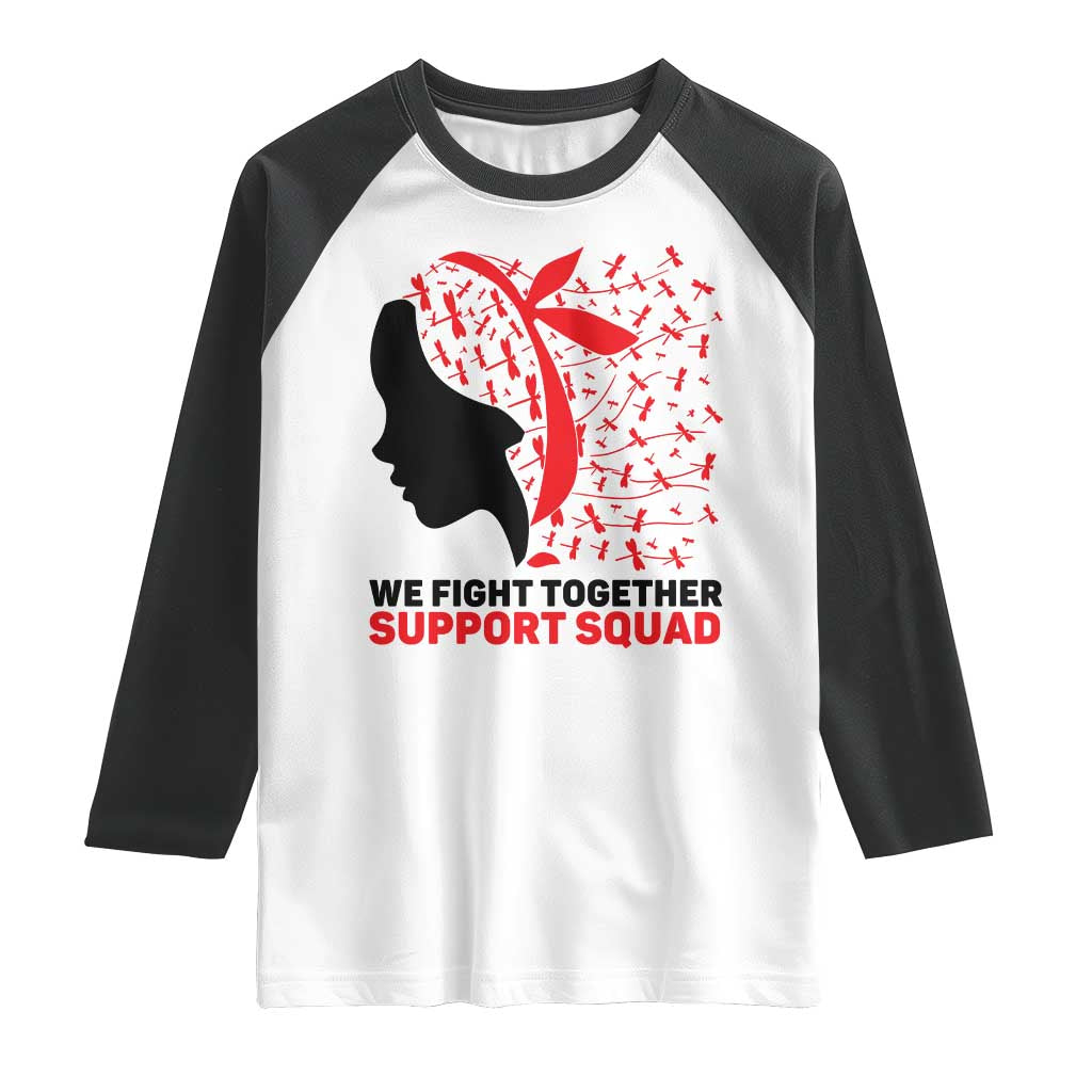We Fight Together Support Squad Raglan Shirt HIV Awareness Dragonfly Gift - Wonder Print Shop