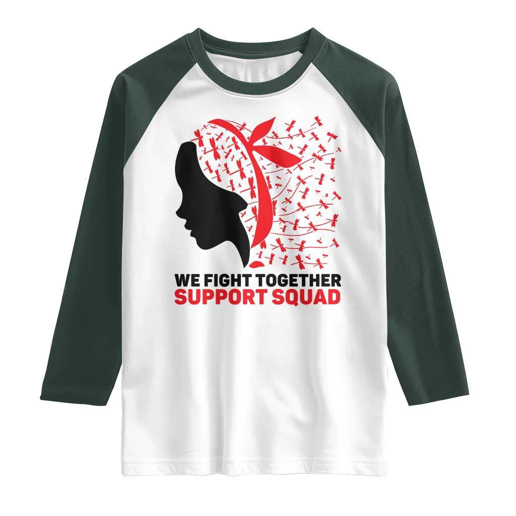 We Fight Together Support Squad Raglan Shirt HIV Awareness Dragonfly Gift - Wonder Print Shop