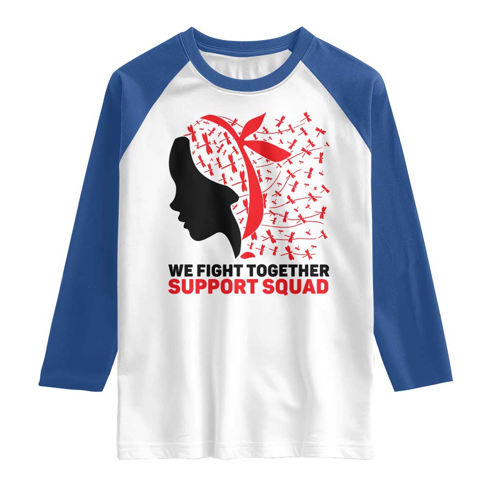 We Fight Together Support Squad Raglan Shirt HIV Awareness Dragonfly Gift - Wonder Print Shop