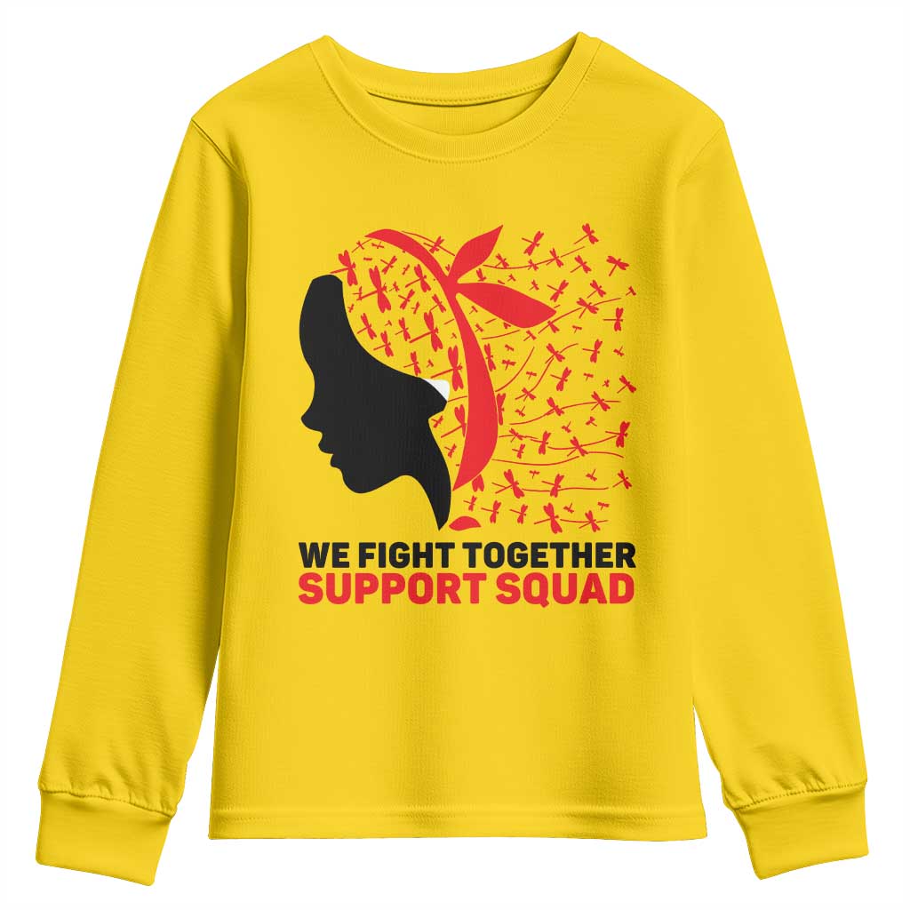 We Fight Together Support Squad Youth Sweatshirt HIV Awareness Dragonfly Gift - Wonder Print Shop