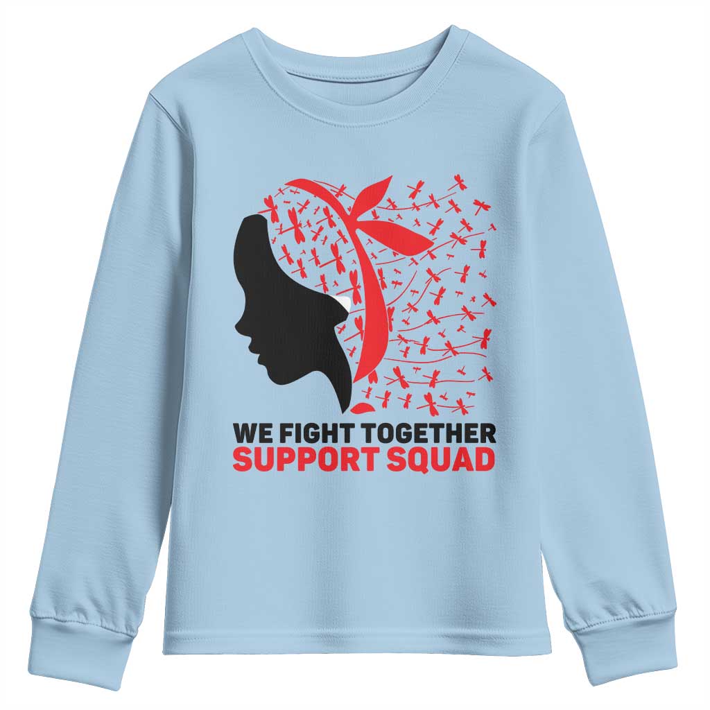 We Fight Together Support Squad Youth Sweatshirt HIV Awareness Dragonfly Gift - Wonder Print Shop