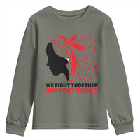 We Fight Together Support Squad Youth Sweatshirt HIV Awareness Dragonfly Gift - Wonder Print Shop