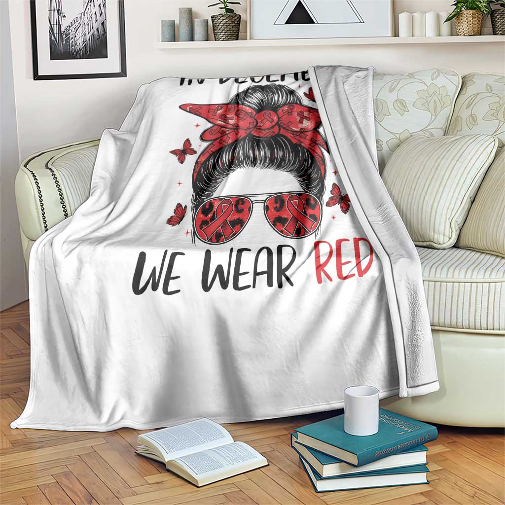 In December We Wear Red Throw Blanket HIV Awareness Empowered Woman Gift - Wonder Print Shop