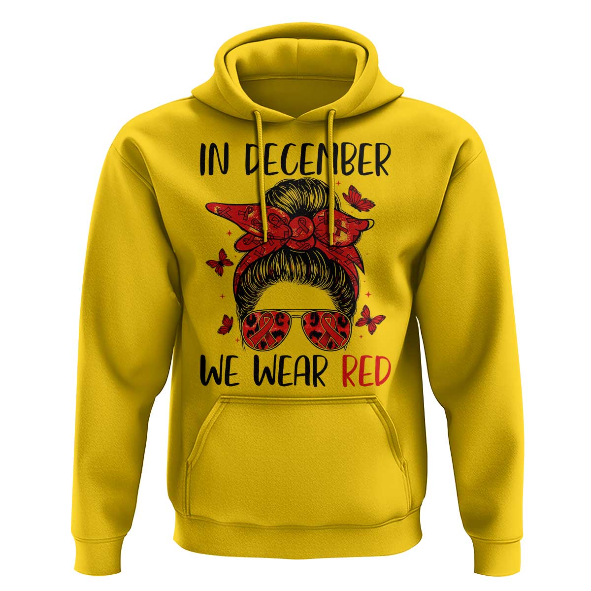 In December We Wear Red Hoodie HIV Awareness Empowered Woman Gift - Wonder Print Shop