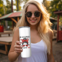 In December We Wear Red Skinny Tumbler HIV Awareness Empowered Woman Gift - Wonder Print Shop