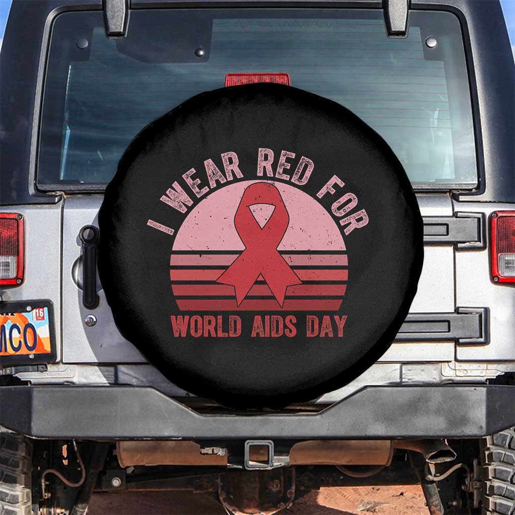I Wear Red For World Aids Day Spare Tire Cover HIV Awareness Gift - Wonder Print Shop