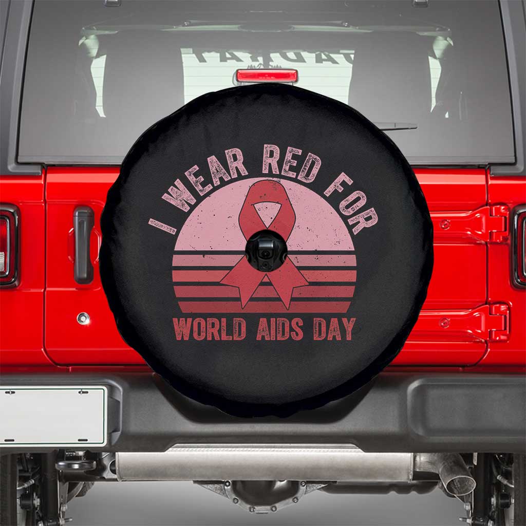 I Wear Red For World Aids Day Spare Tire Cover HIV Awareness Gift - Wonder Print Shop