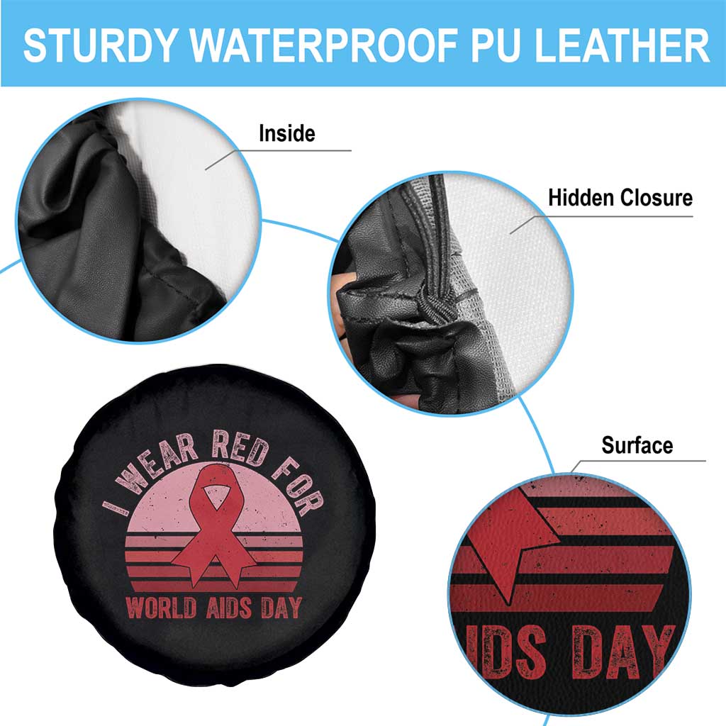 I Wear Red For World Aids Day Spare Tire Cover HIV Awareness Gift - Wonder Print Shop