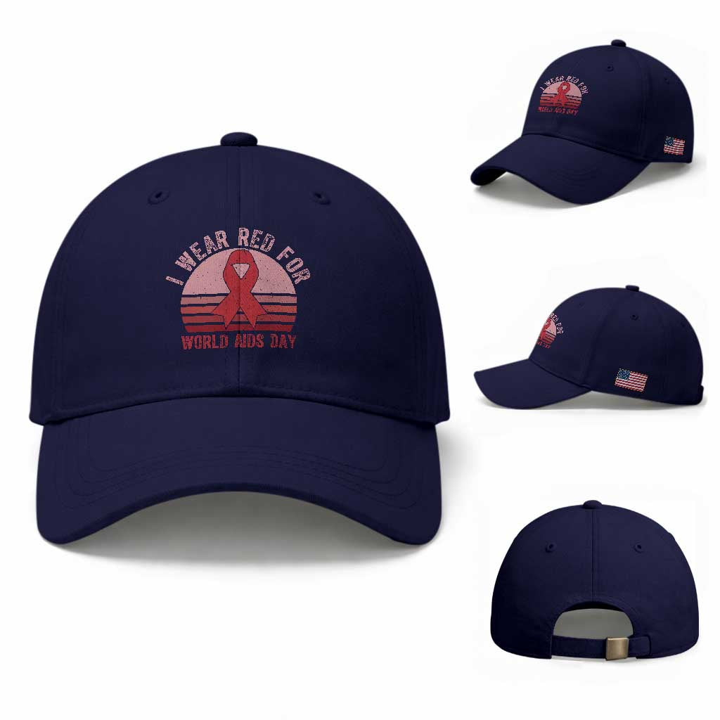 I Wear Red For World Aids Day Baseball Cap HIV Awareness Gift